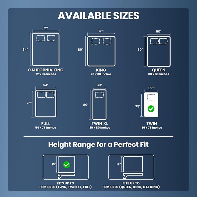 Twin Size Mattress Protector Waterproof, Premium 200 GSM Terry Mattress Cover - Image 3