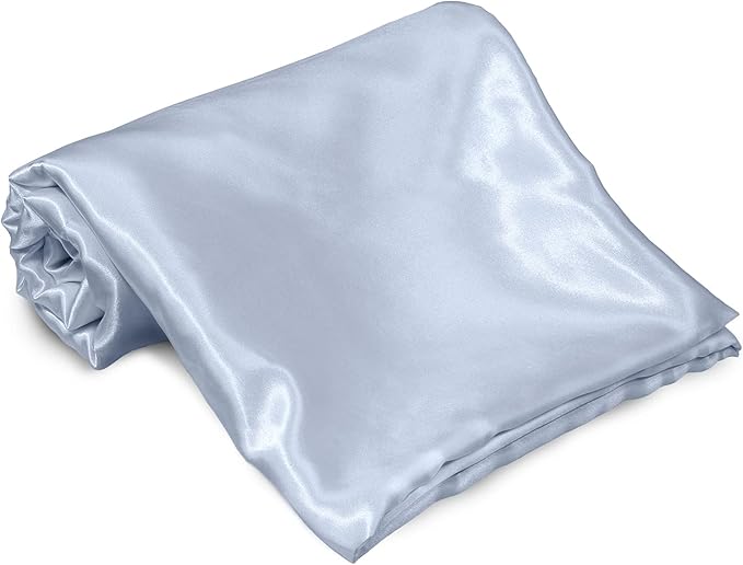 Homiest Baby Blue Satin Flat Sheet King - Image 2
