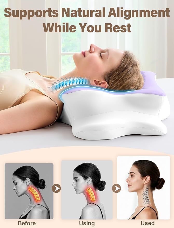 Cervical Neck Pillow for Pain Relief – Ergonomic Memory Foam Pillow for Side - Image 3