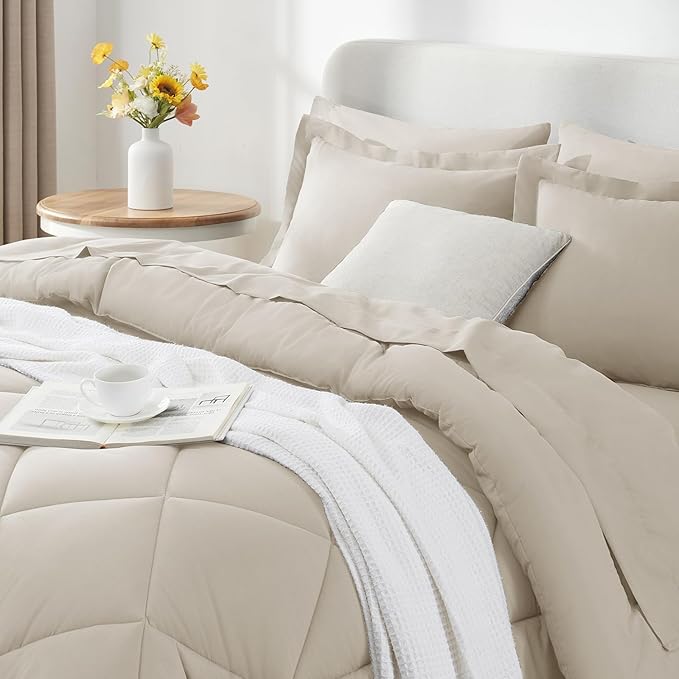 CozyLux California King Comforter Set Beige - Image 3