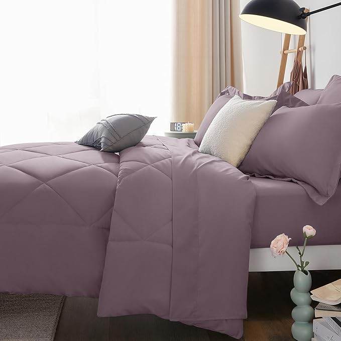 CozyLux Queen Comforter Set Dusty Purple - Image 9