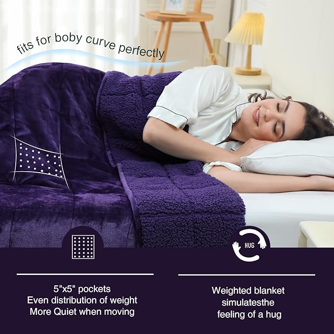 Aemicion Weighted Blanket for Adults, Fluffy Soft Sherpa Heavy Weighted Blanket - Image 3