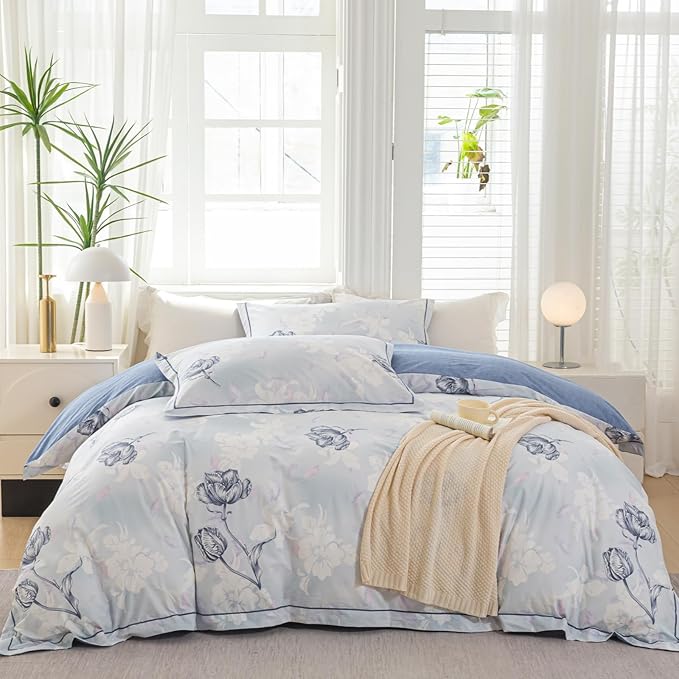 OAITE Duvet Cover Set King Size Floral Pattern 500 Thread Count Ultra Soft 100% by OAITE