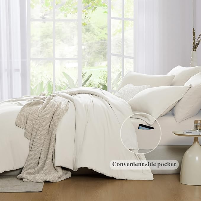 WRENSONGE Full Size Comforter Set- 7 Pieces White Bed in a Bag Full Size - Image 3