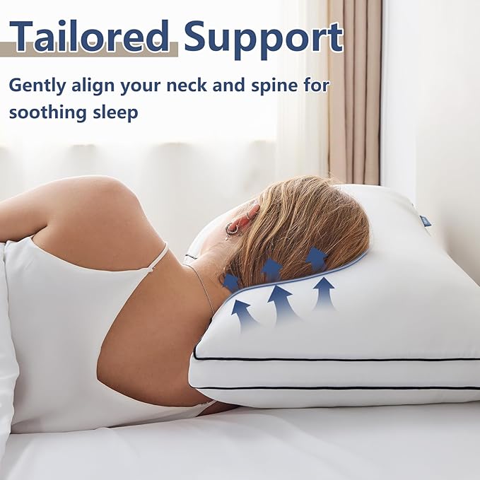 CozyLux Pillows Standard Size Set of 4, Soft Supportive 3D Down Alternative Bed - Image 4