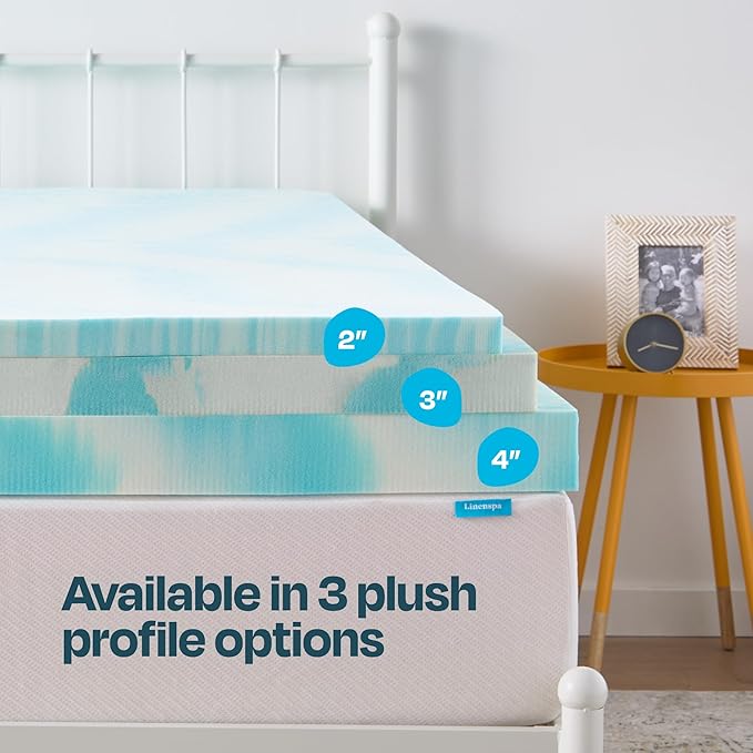 Linenspa 2 Inch Swirl Gel Memory Foam Mattress Topper, Full Size – Cooling Gel - Image 5