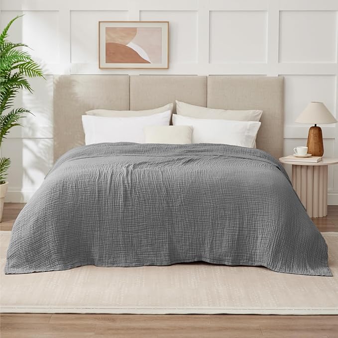 100% Cotton Muslin Blanket King 108" x 90", 6 Layers Breathable and Lightweight - Image 7