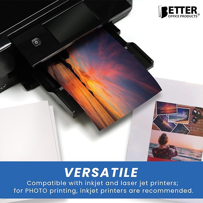 Better Office Products Glossy Photo Paper, 8.5 x 11 Inch, 30 Sheets, 200 gsm, Letter Size, 30-Count Pack-DeskoryOffice