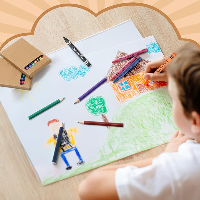 10 Sets Bulk Back to School Supplies, Colored Pencils Pre-Sharpened and Crayons Holiday Bundle in Box Mini Pencils Crayons Bulk Classroom Teacher Supplies, Cute Back to School Gifts-DeskoryOffice