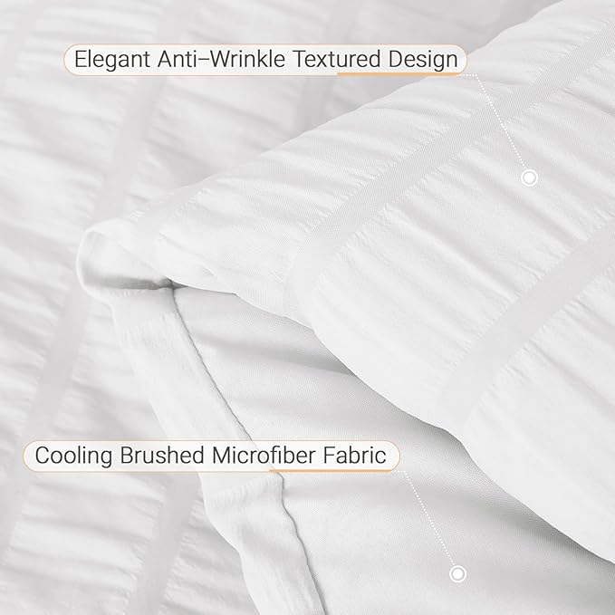MUXHOMO 7 Pieces Queen Comforter Set, Seersucker Bed in a Bag Queen Size - Image 5