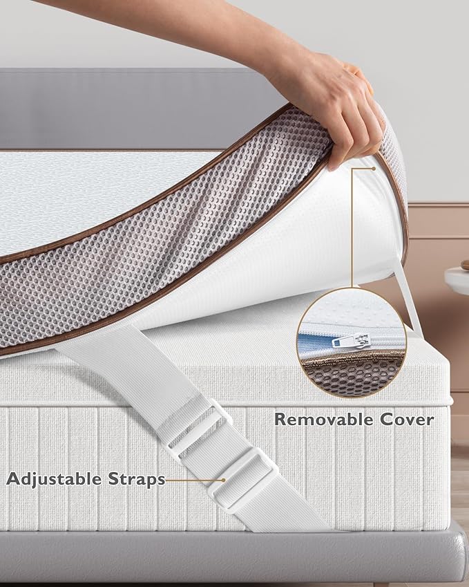 BedStory 3 Inch Gel Memory Foam Mattress Topper Queen - Image 5