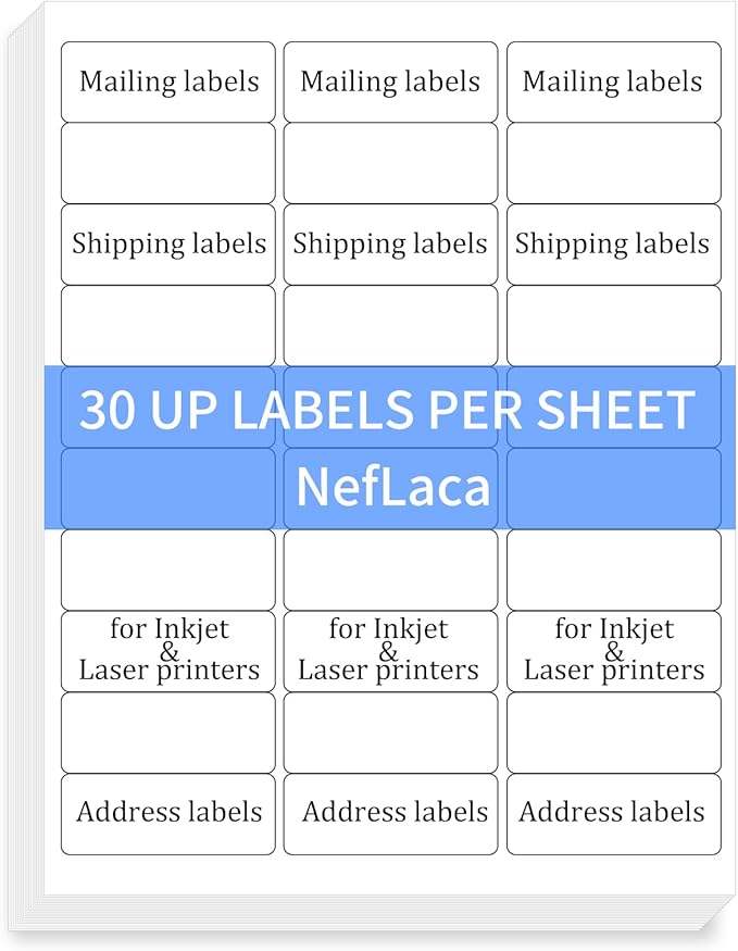1" x2-5/8 Shipping Address Labels, Blank Mailing Labels, 30-UP White Self-Adhesive Name Tag Stickers for Inkjet and Laser Printer [50 Sheet 1500 Labels]-DeskoryOffice