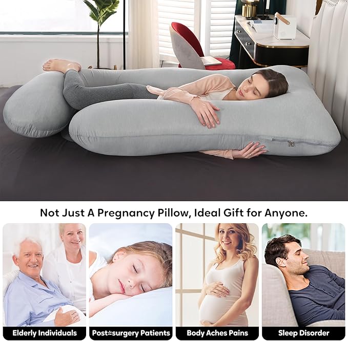 U-Shaped Pregnancy Pillow for Sleeping, Full Body Support for Back, HIPS & - Image 8