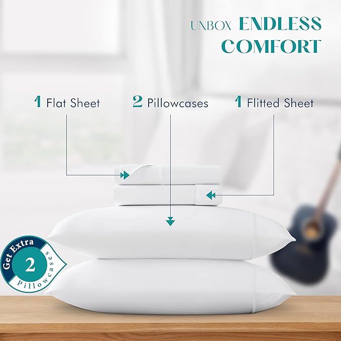 XOOX Linen 100% Egyptian Cotton Queen Sheet Set - Image 3