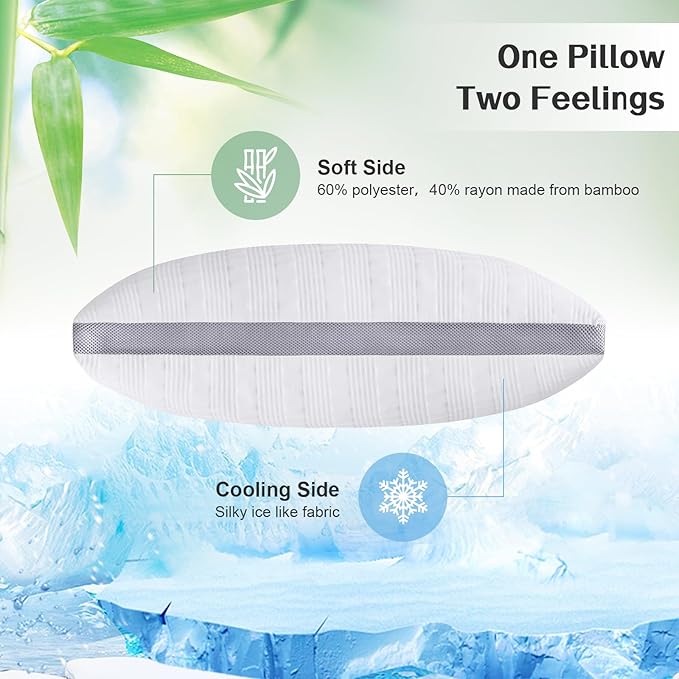 Meoflaw Cooling Pillows Queen Size Set of 2, Shredded Memory Foam Bed Pillows - Image 3