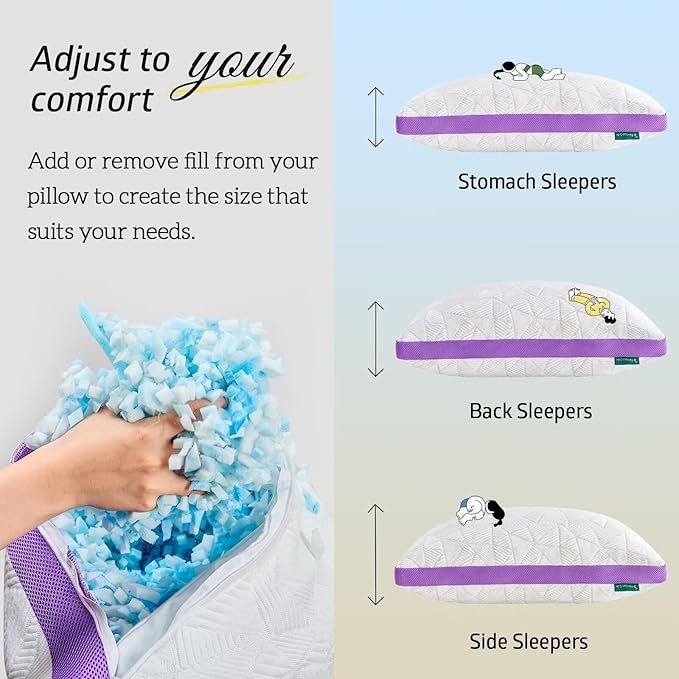 BETU Cooling Pillows Standard Size Set of 2, Shredded Memory Foam Cool Pillows - Image 5