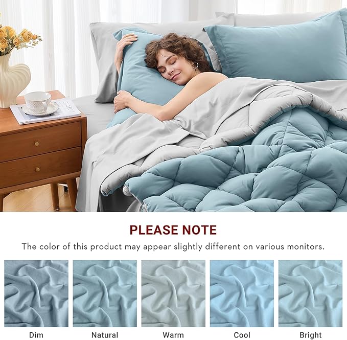 MUXHOMO 5 Pieces Twin Comforter Set, Reversible Bed in a Bag Twin Size - Image 4
