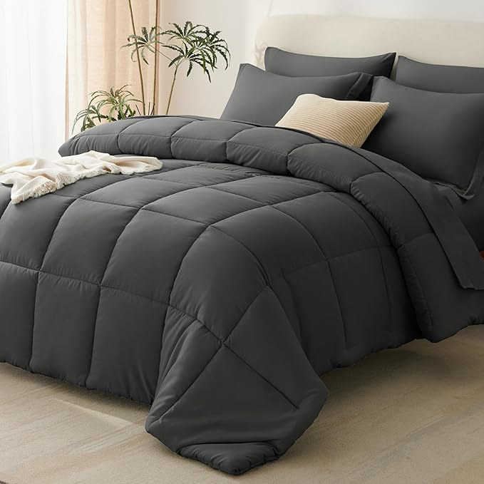 CozyLux King Size Comforter Set Dark Grey by CozyLux