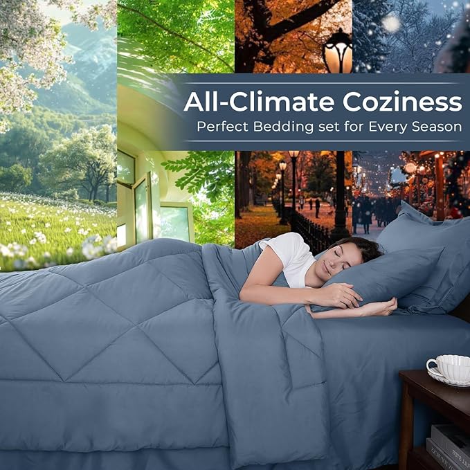 HEVUMYI Dusty Blue Twin-XL Comforter Set - Image 3