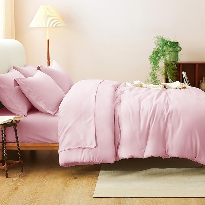 CozyLux King Size Comforter Set Pink, 7 Pieces Bed in a Bag King Comforter Set - Image 6
