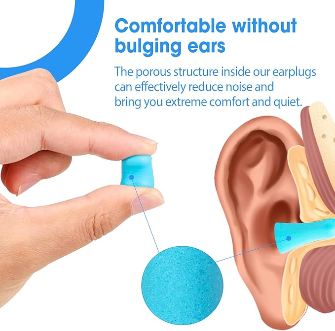 AZEN 100 Pairs Ear Plugs Bulk, NRR 32dB Soft Foam Ear Plugs - Image 3