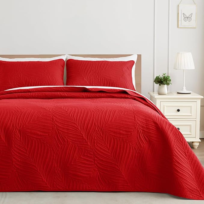 Exclusivo Mezcla King Size Quilt Bedding Set, Lightweight Red Quilts King Size - Image 7