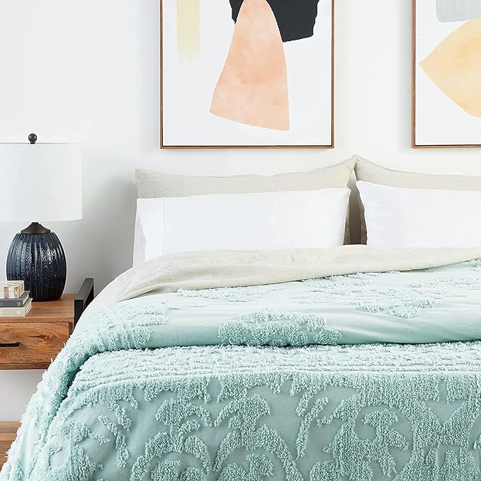 Beatrice Home Fashions Medallion Chenille Bedspread, King, Blue