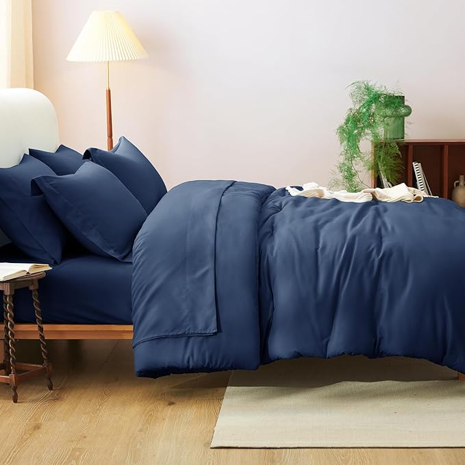 CozyLux Queen Comforter Set Navy Blue, 7 Pieces Bed in a Bag Queen Comforter Set - Image 8
