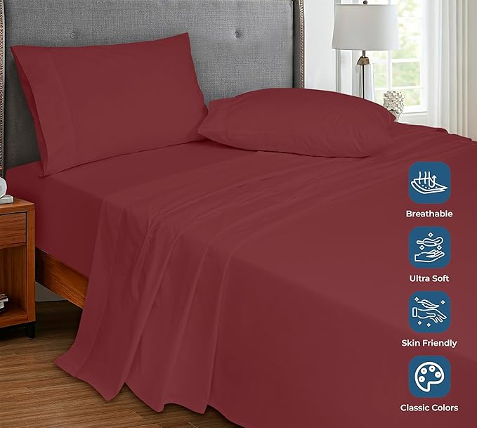 Royale Linens 100% Organic Cotton Twin Flat Sheet Only - Image 4