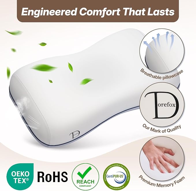 Cervical Neck Pillow for Neck & Shoulder Support, Adjustable Memory Foam Pillow - Image 8