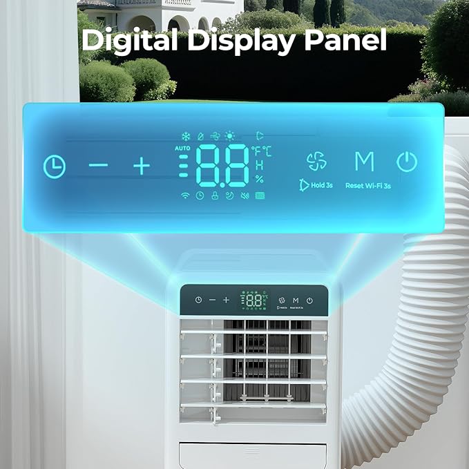 10,000 BTU Portable Air Conditioner, 3-IN-1 Smart AC Unit with Fan/Dehumidifier/Drainage-free Cooling, APP/Voice/Remote/Touch, 47 dB, Sleep Mode, Window Installation Kit, 24H Timer for Home/Office-DeskoryOffice