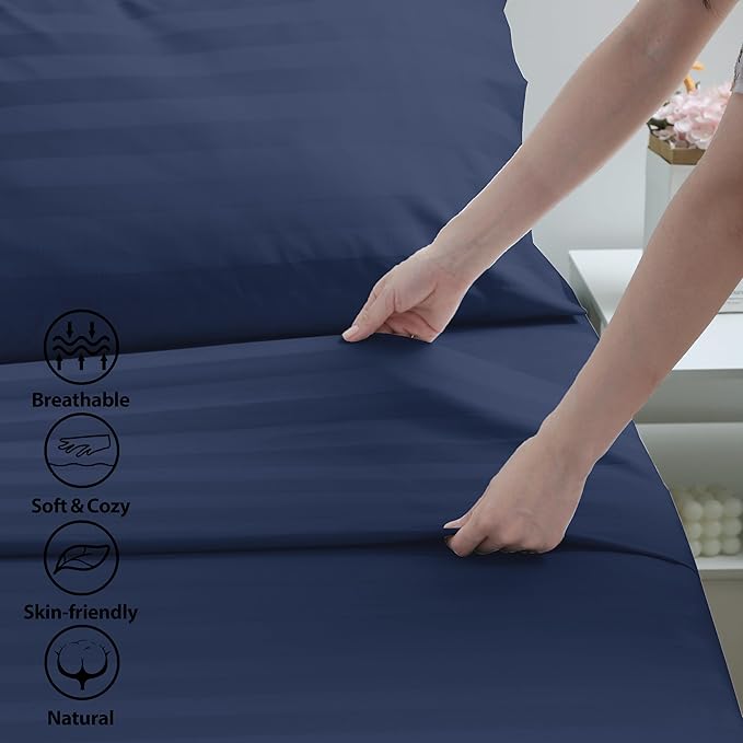 Cotton Queen Flat Sheet Only, 600 Thread Count 100% Egyptian Cotton Top Sheet - Image 3