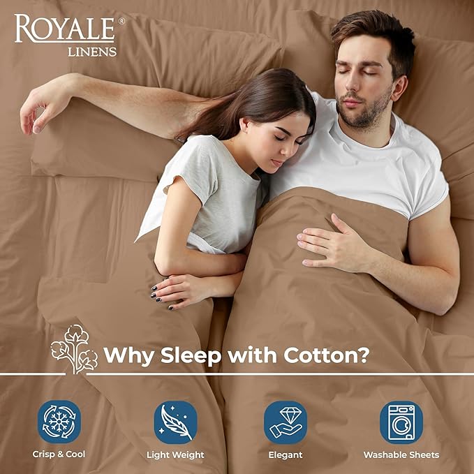 Royale Linens 100% Organic Cotton Queen Flat Sheet Only - Image 3