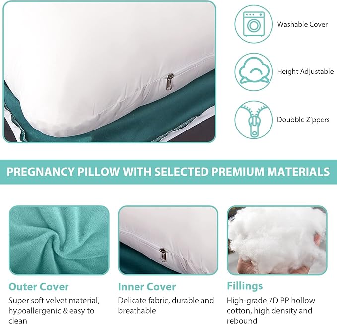 BATTOP Pregnancy Pillows for Sleeping, Full Body Maternity Pillow - Image 8