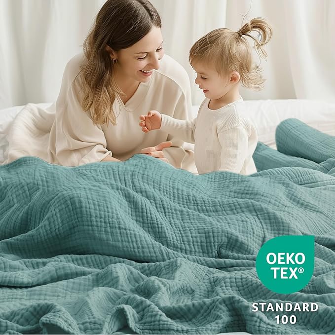 100% Cotton Muslin Blanket Large 50" x 70", 6 Layers Breathable and Lightweight - Image 4