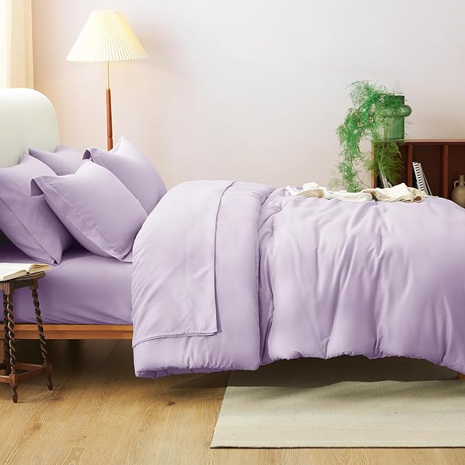 CozyLux Queen Comforter Set Lavender, 7 Pieces Bed in a Bag Queen Comforter Set - Image 8