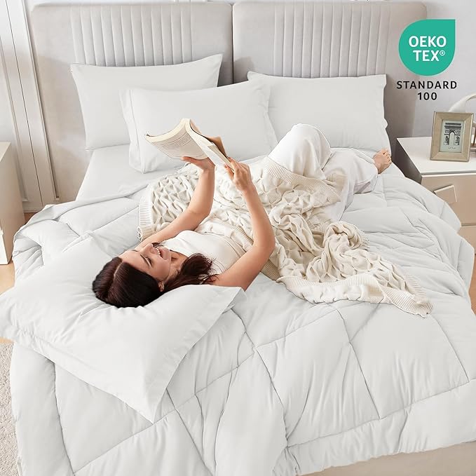 Sasttie Twin Comforter Set, 5 Pieces Bed in a Bag Twin, Complete Bedding Set - Image 5