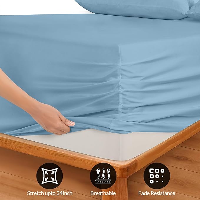 Royale Linens Extra Deep Pocket Full Fitted Sheet Only - Image 3