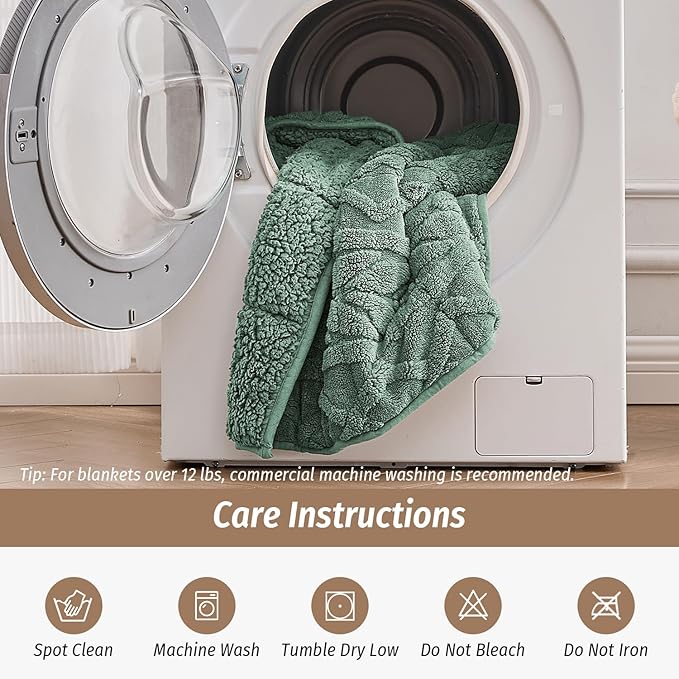 Wemore Jacquard Fleece Weighted Blanket Queen Size 60" x 80" 15lbs, Ultra Soft - Image 7