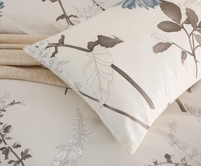 SLEEPBELLA Duvet Cover Queen Size, 600 Thread Count Cotton Botanical Flowers - Image 4
