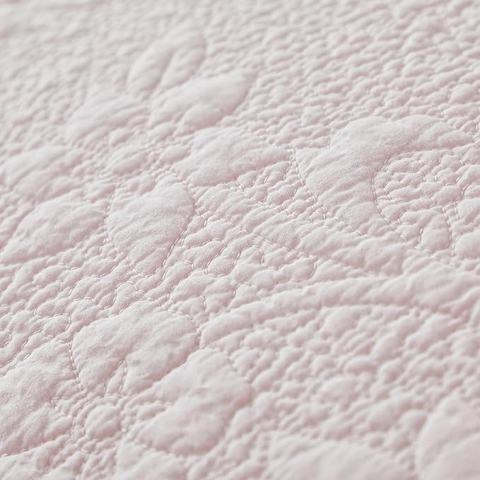 Brandream Light Pink Quilt Set King Size Cotton Shabby Chic Bedding Matelasse - Image 7
