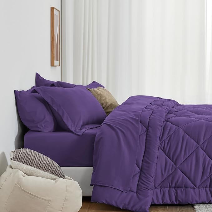 Love's cabin California King Comforter Set Purple, 7 Pieces California King Bed - Image 3