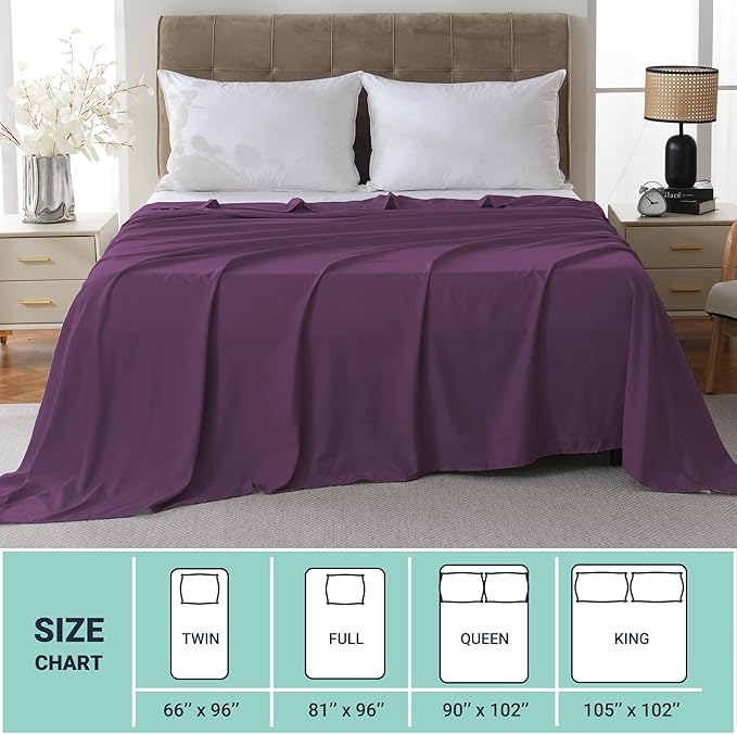 ZPECC King Flat Sheet Only 6 Pack, Durable Dark Purple Top Bed Sheets - Image 5