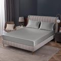 Homiest Light Grey Satin Fitted Sheet Queen Size, Deep Pocket, Luxury & Ultra by Homiest