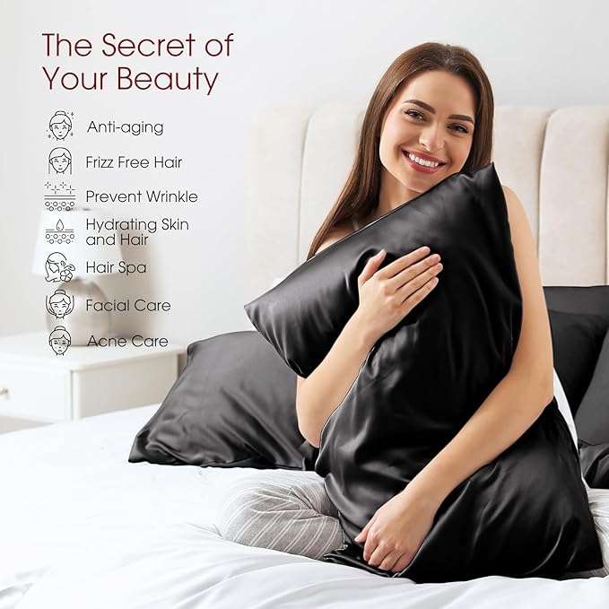 100% Silk Pillow Cases 2 Pack Standard Size Mulberry Silk Pillowcase - Image 3