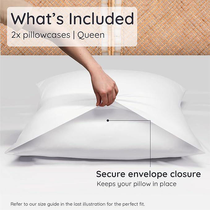 Bambaw 100% Viscose Derived from Bamboo Pillowcase Queen Size – Set of 2 Queen - Image 2
