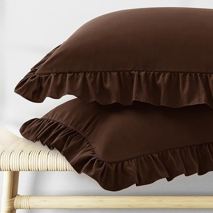 KKJIAF Ruffle Pillow Cases Queen Size Set of 2, Ruffled Pillow Covers by KKJIAF