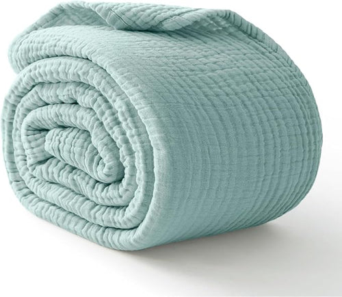 100% Cotton Muslin Blanket California King 120" x 90", 6 Layers Breathable and by Kozyhvn