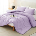 CozyLux Lavender Queen Comforter Set, 3 Pieces Light Purple Solid Breathable by CozyLux