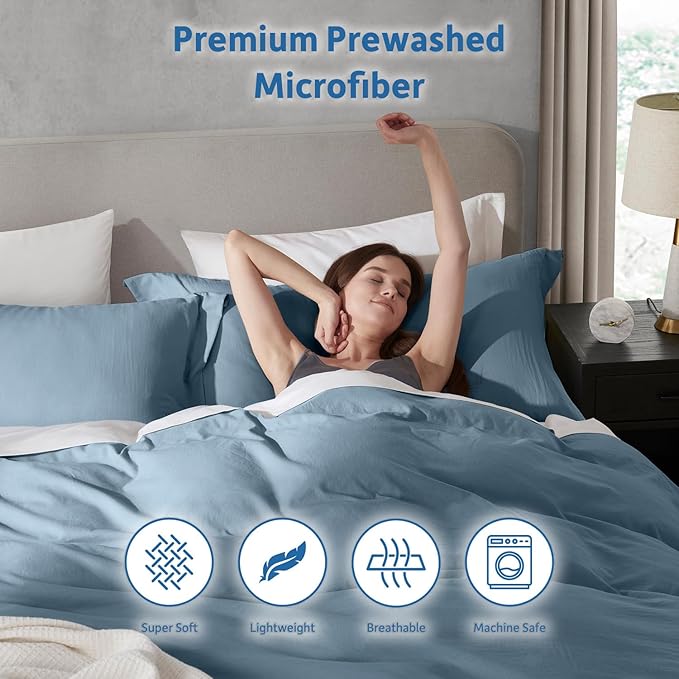 Nestl Stone Blue Duvet Cover Queen Size - Image 6